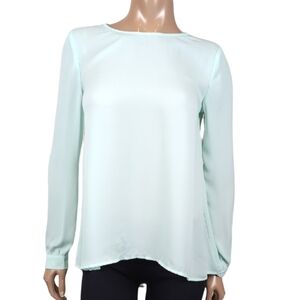 3/$20 Forever 21 Long Sleeve Blouse Womens Size Small Mint Green Sheer Flowy Top